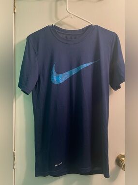 Nike Navy Short-Sleeve Dri-FIT T-Shirt with Blue Swoosh